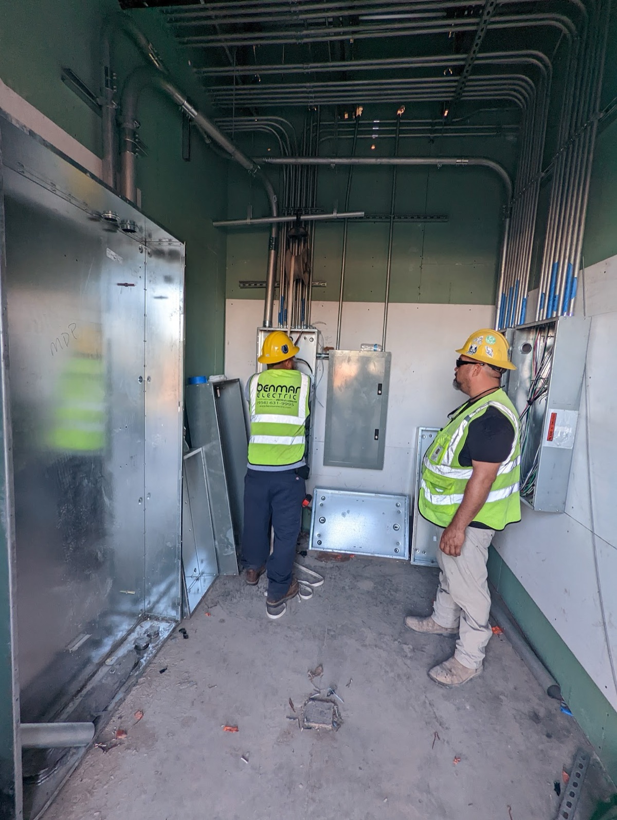 Team installing panels