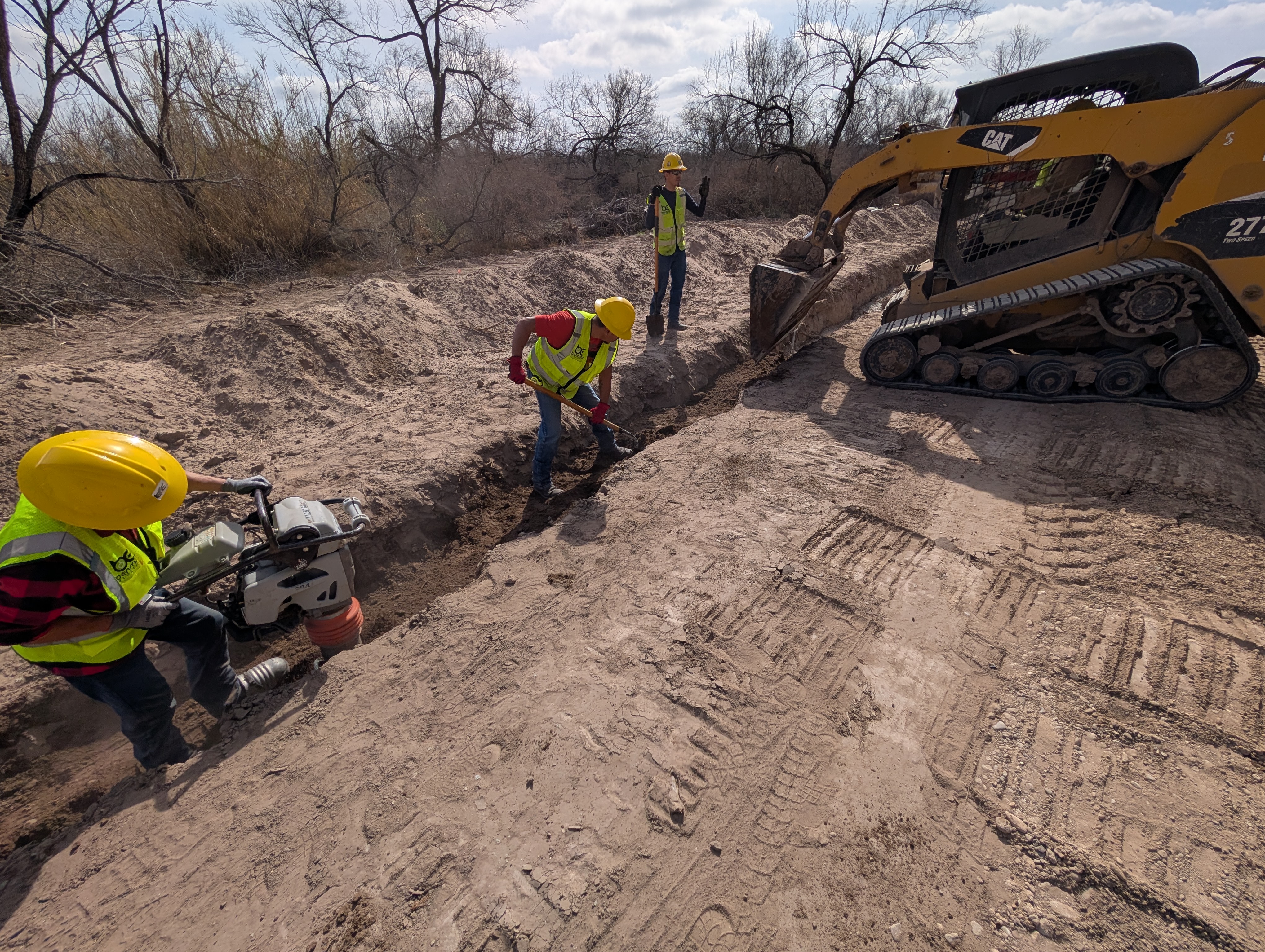 Trenching and earthwork on site